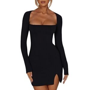 NEW Babyboo brylee bodycon mini dress size XS long sleeve square neck black